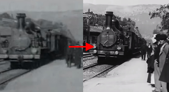 «L’arrivée d’un train en gare de La Ciotat» de los Hermanos Lumière de 1895 restaurada en 4K gracias a Redes Neurales