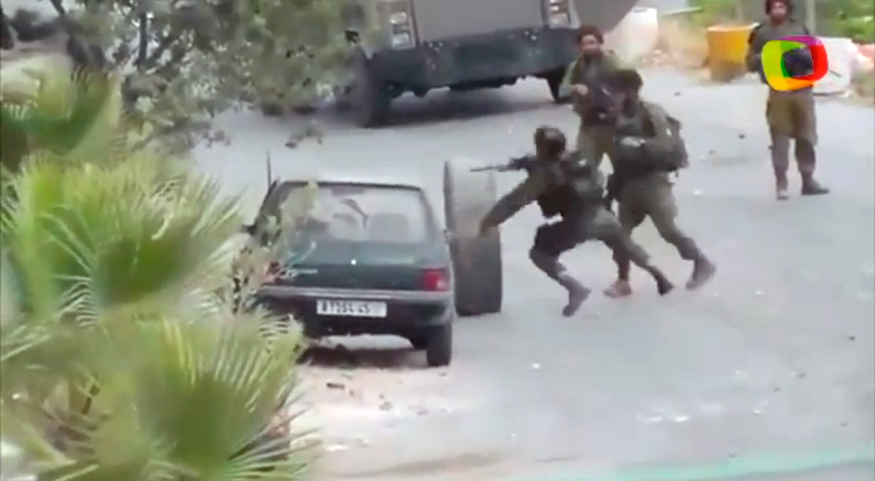 Neumático palestino VS ejército Israelí… neumático WIN!!!