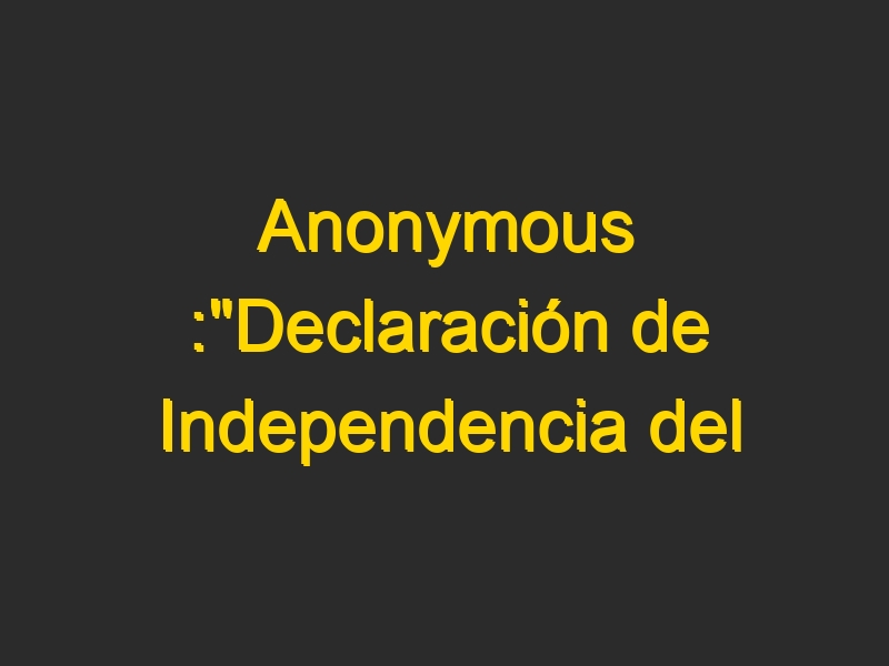 Anonymous :»Declaración de Independencia del Ciberespacio»